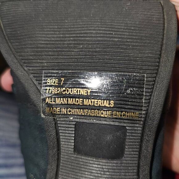 Maurices Shoes Womens Courtney Slingback Navy Black Peep Toe Mule Chunky Heel. S - Picture 10 of 11